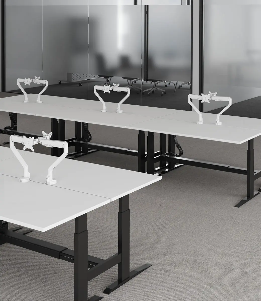 Dual White Dynamo Monitor Arm