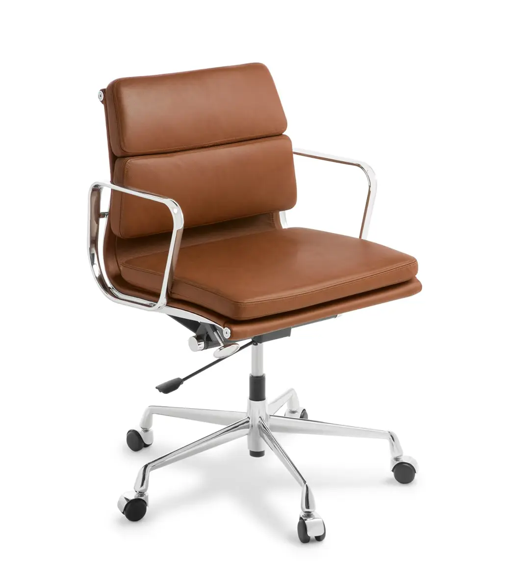 Eames Replica Soft Pad Mid Back Tan Chrome Frame