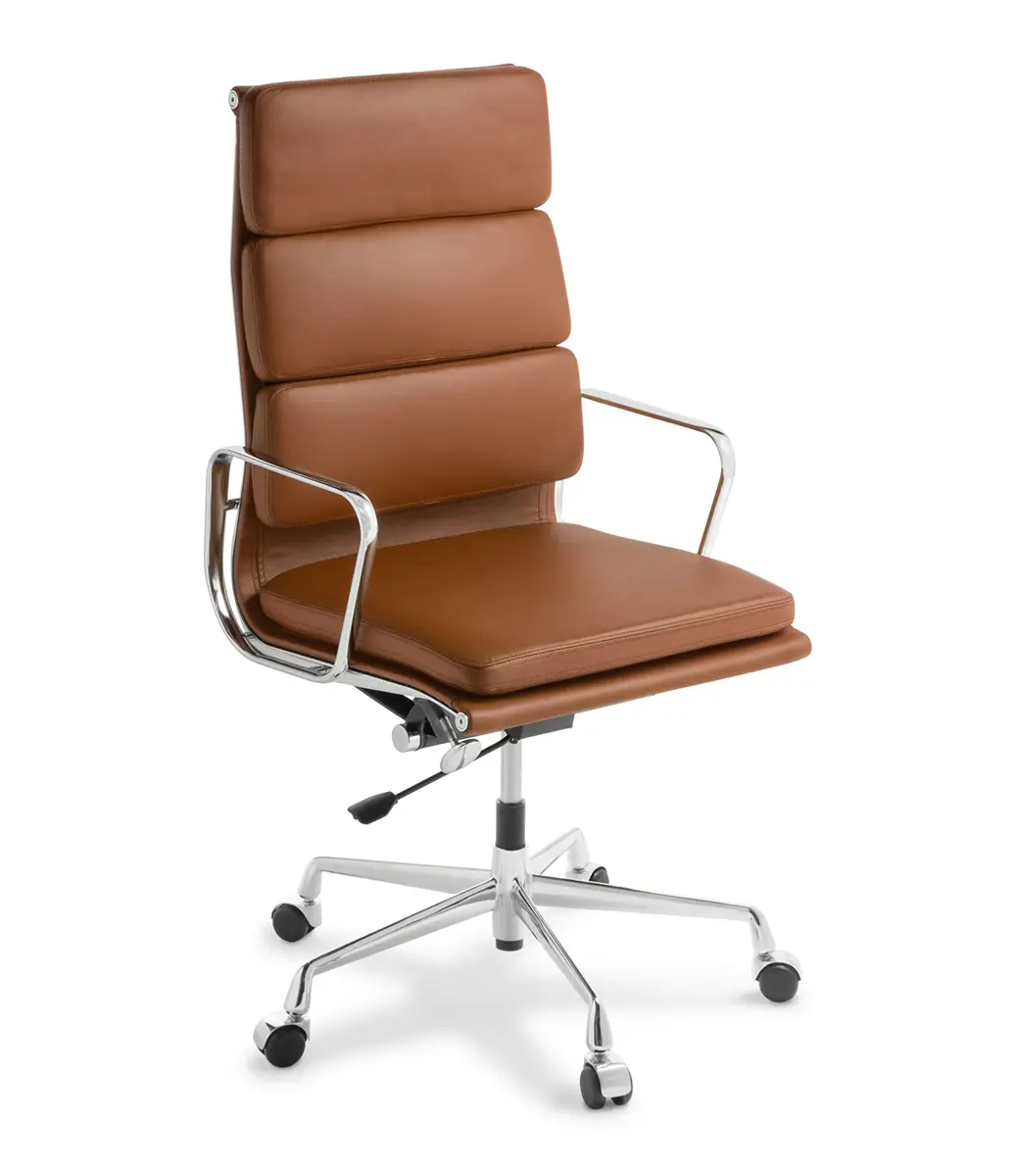 Eames Replica Soft Pad High Back Tan Chrome Frame