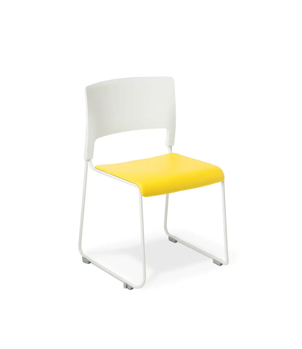 Slim White  Seat Yellow Vinyl Pad