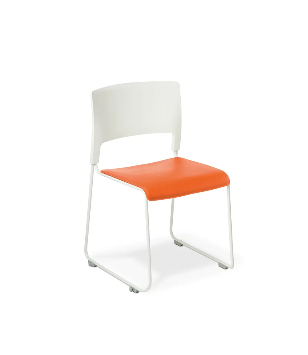 Slim White Seat Orange Vinyl