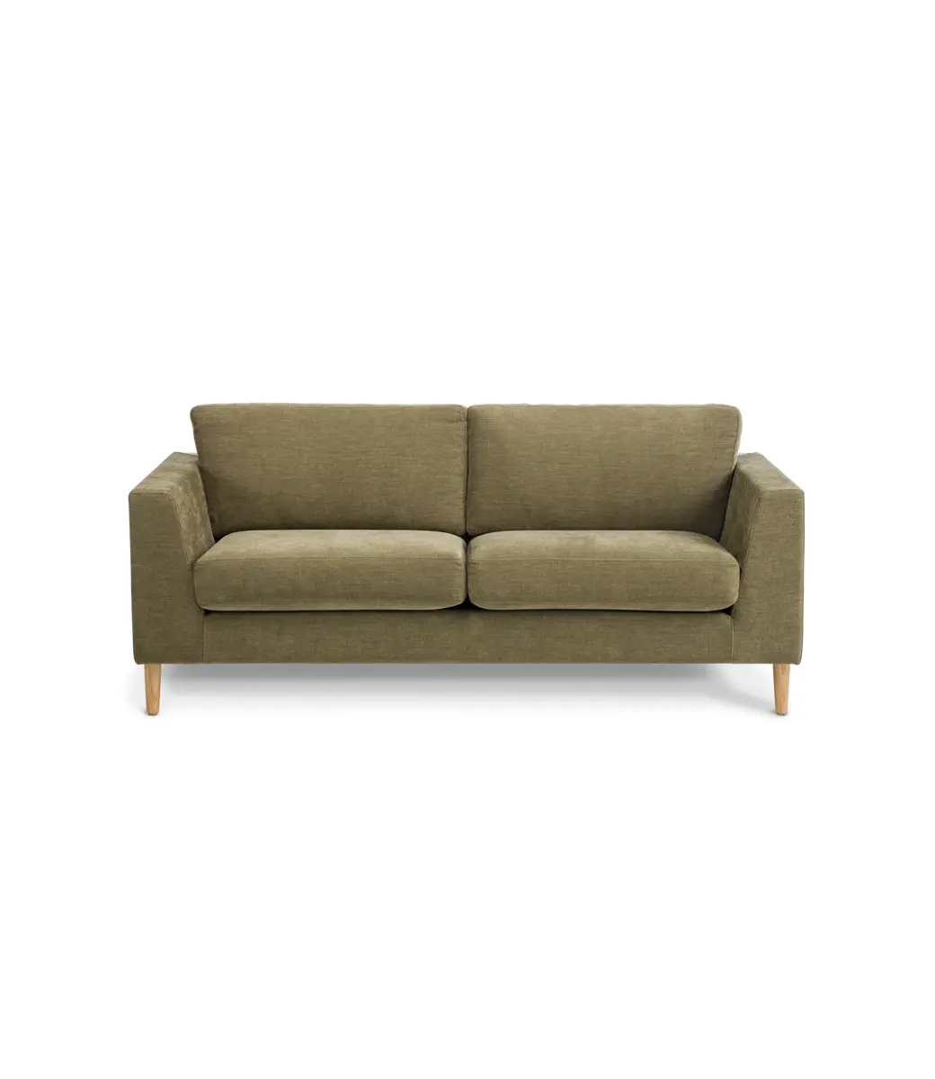 Mackenzie 2 Seater Natural Timber Feet Copeland Olive Front Scaled