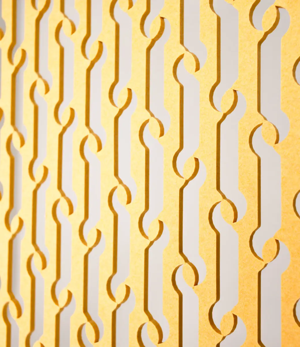 Expanding Acoustic Dampening Screen Close up Orange