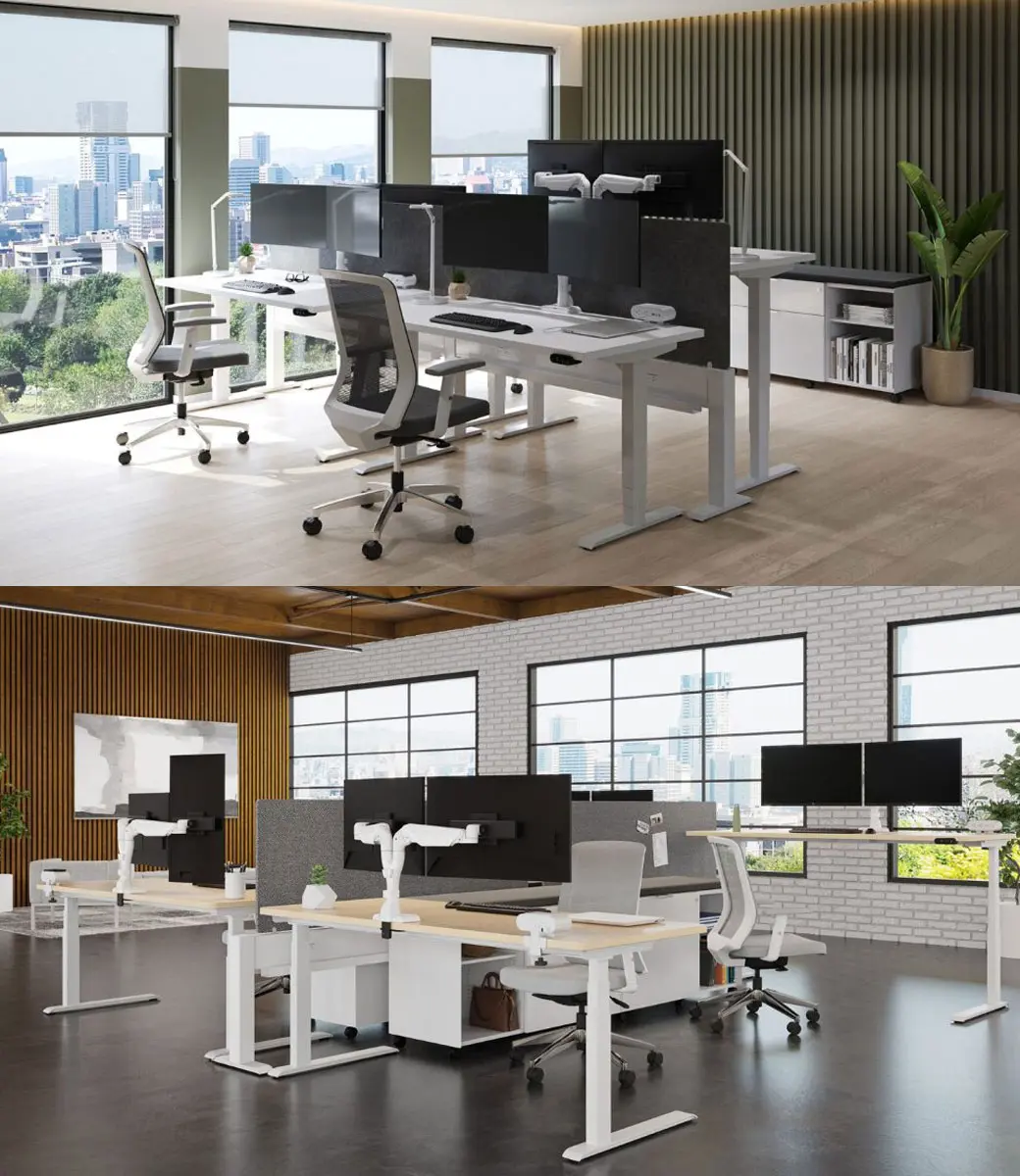 Dual E5 Rotatable Monitor Arm Office Setting