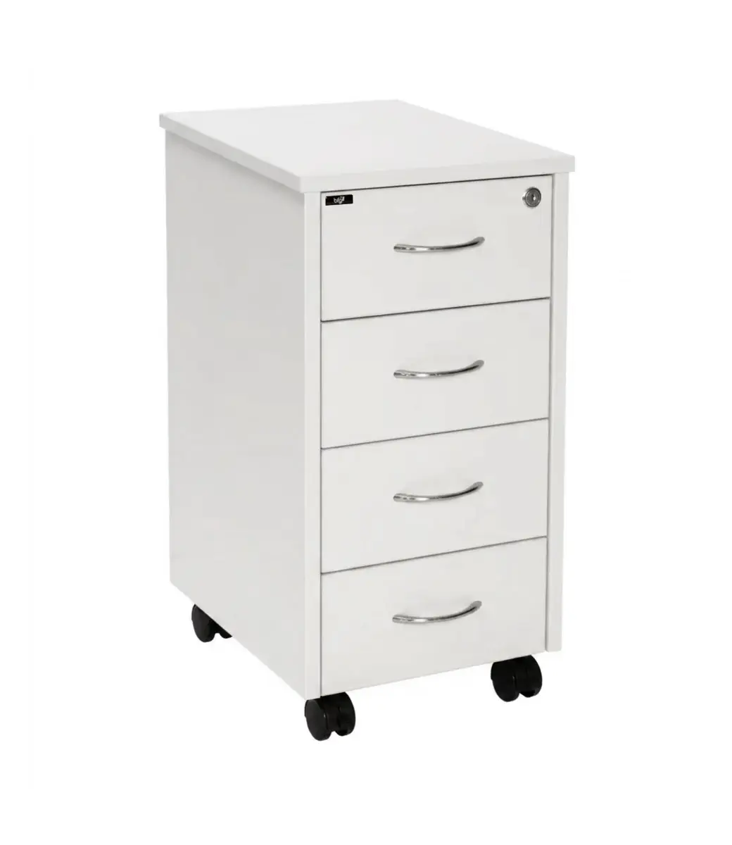 Melteca Slimline Mobile 4 Drawer Cool White