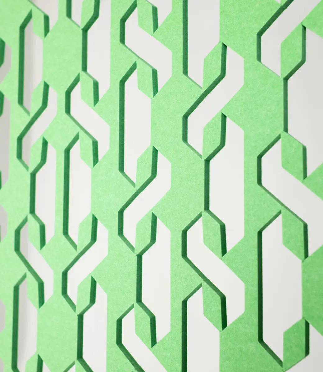 Expanding Acoustic Dampening Screen Close up Green